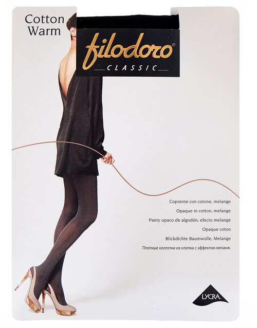 Колготки  Filodoro Classic Cotton Warm, 200 den, размер 4, черный