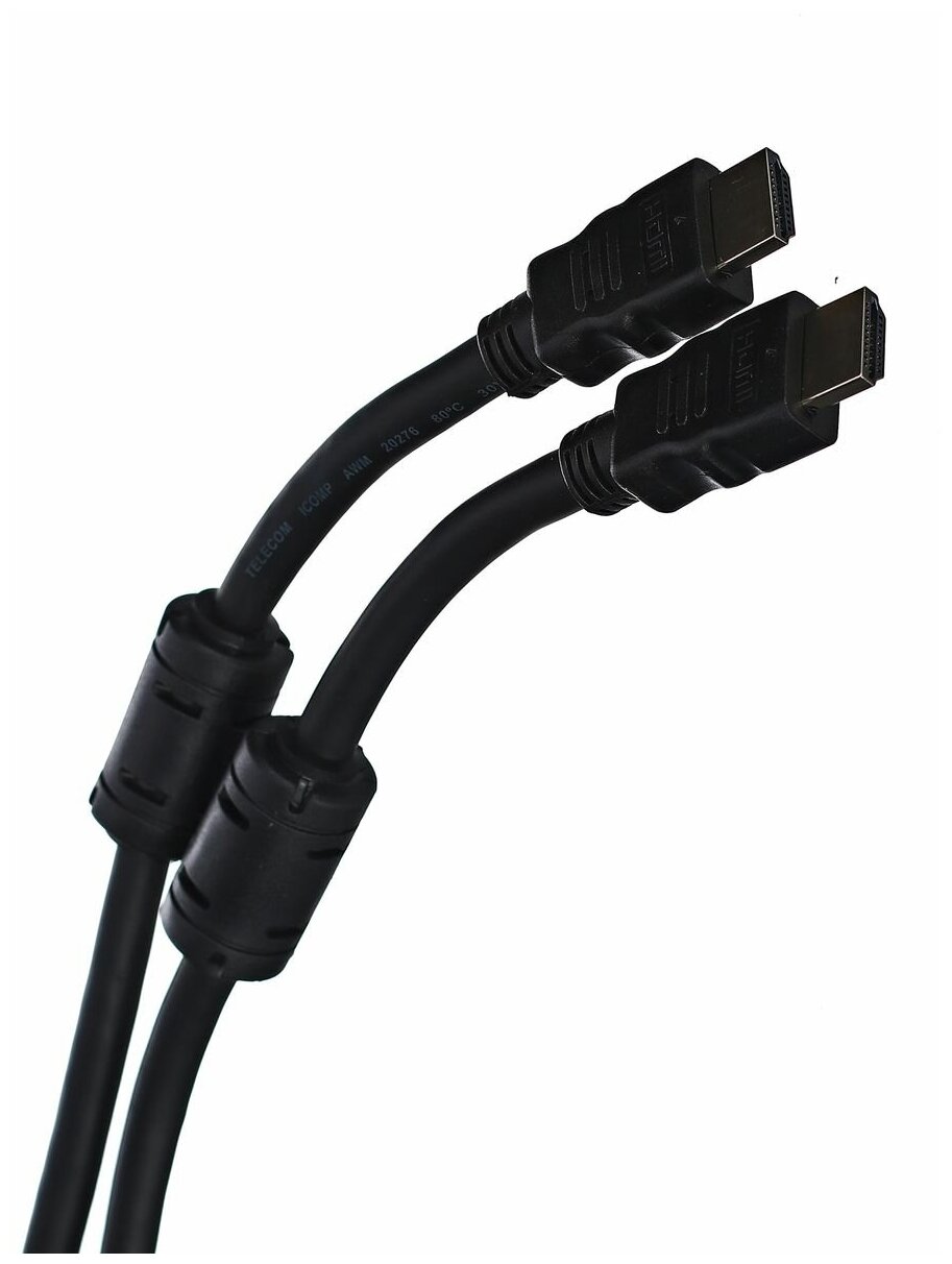 Кабель HDMI 15м TELECOM TCG200F-15M круглый черный - фото №4