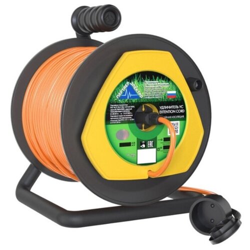 фото Удлинитель на катушке силовой партнер электро 1 розетка 20м ug101a-120bl 6а с выносной розеткой ip44 б/з