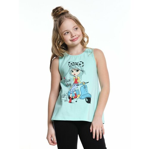 фото Топ mini maxi, хлопок, размер 134, бирюзовый