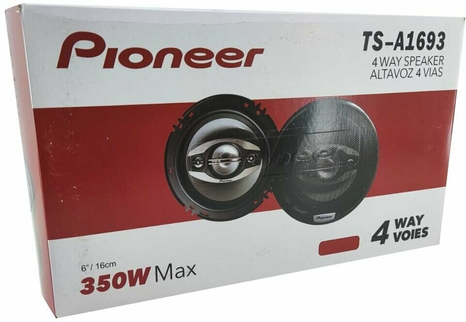 Автомобильные динамики "Pioneer TS-A1693" / Комплект из 2 штук / Коаксиальная акустика 4-х полосная 16 См (6 Дюйм.) 350 Вт.