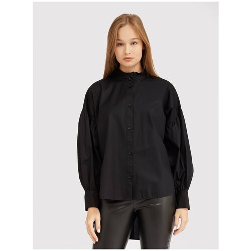Блуза  Twinset Milano, повседневный стиль, прямой силуэт, длинный рукав, без карманов, однотонная, размер 44, черный