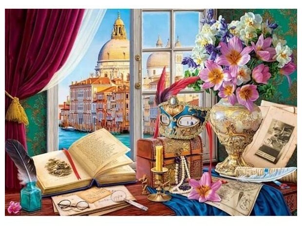 Puzzle-1000. Натюрморт с видом на Венецию (ХТП1000-4148) Рыжий кот - фото №6