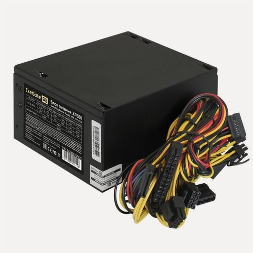 Изображение товара Блок питания ExeGate 550W XP550 EX282070RUS (ATX, 12cm fan, 24pin, 4+4pin, PCIe, 3xSATA, 2xIDE, black)
