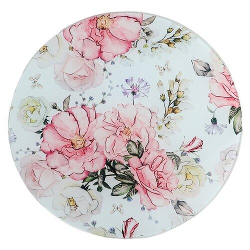 фото Разделочная доска доляна 3259628, 20 см, цветы