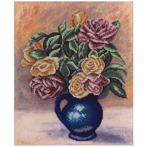 фото C-1686 набор для вышивания panna 'розы в синей вазе'