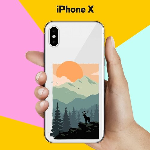 Силиконовый чехол Горы и лес на Apple iPhone X силиконовый чехол горы и лес на apple iphone 11 pro