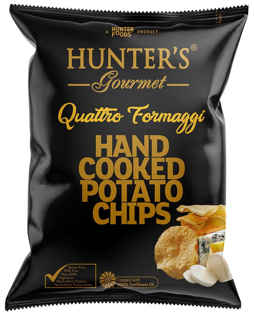 Чипсы картофельные Hunter`s Gourmet (Четыре Сыра) 125г, пакет