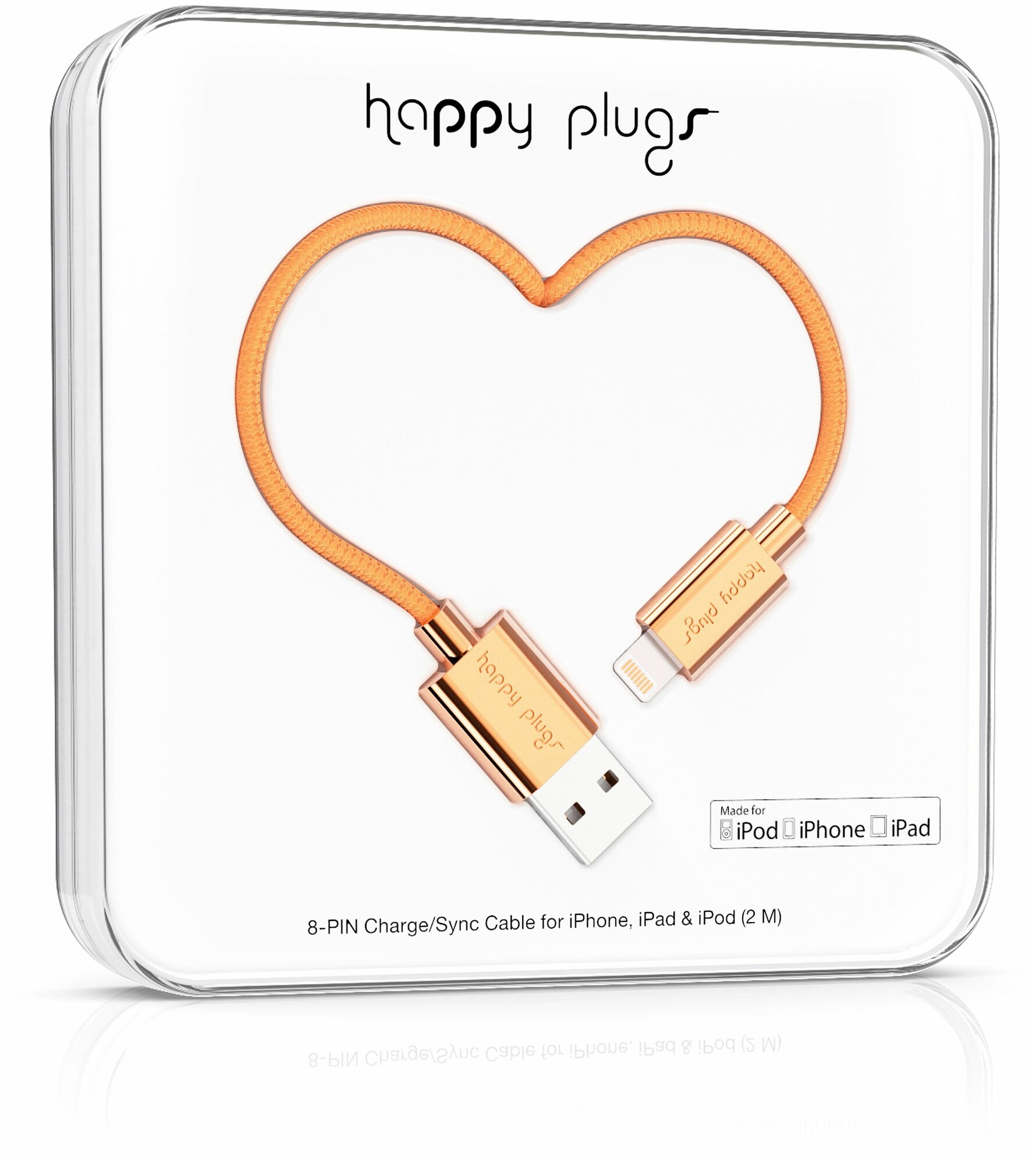 Happy Plugs Lightning to USB Charge/Sync Cable (2.0m) - Rose Gold