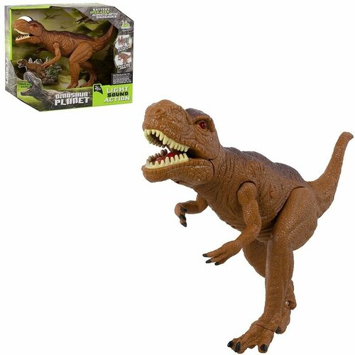 Интерактивная игрушка динозавр Тираннозавр на батарейках свет звук движение рычит двигается RS6187 в коробке Tongde интерактивная игрушка динозавр тираннозавр на батарейках свет звук движение 900 9 в коробке