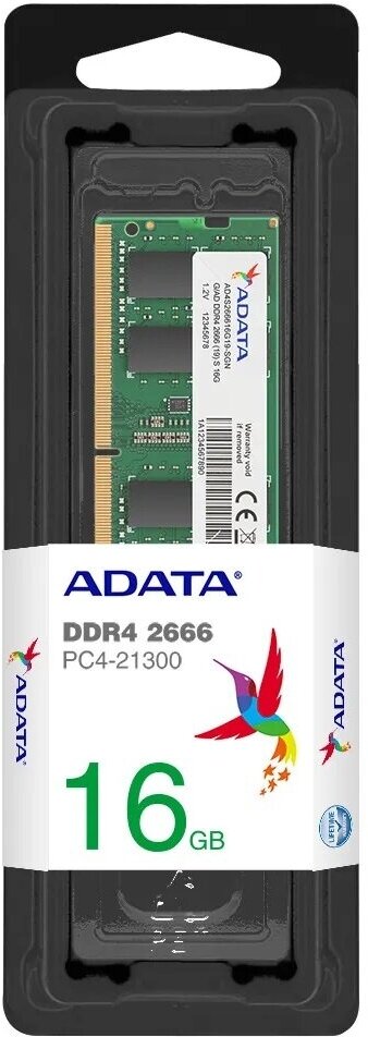 Оперативная память ADATA 16 ГБ DDR4 2666 МГц SODIMM CL19 AD4S266616G19-SGN