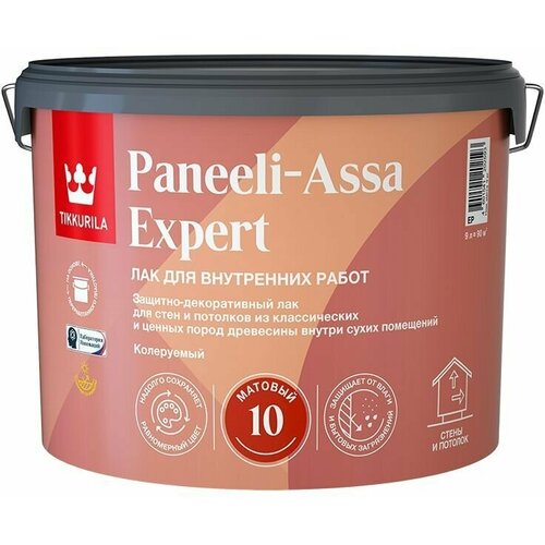 Tikkurila Paneeli Assa Expert Лак интерьерный полуматовый 9 л лак в д tikkurila paneeli assa expert интерьерный 9л полуматовый арт 700014049