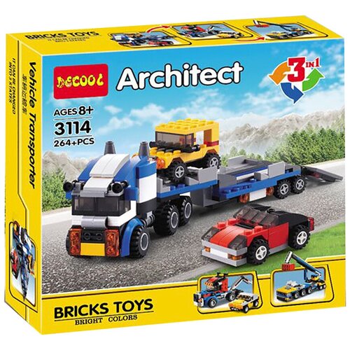 Конструктор BRICK TOYS Автовоз, 3 варианта сборки, 264 детали конструктор пластиковый блочный 15 элементов 1 шт