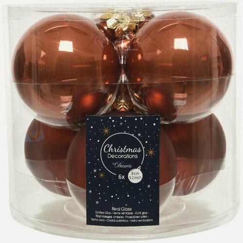 Изображение товара Набор стеклянных шаров 8 см terra brown mix, 6 шт, Winter Deco, 140677/1001451