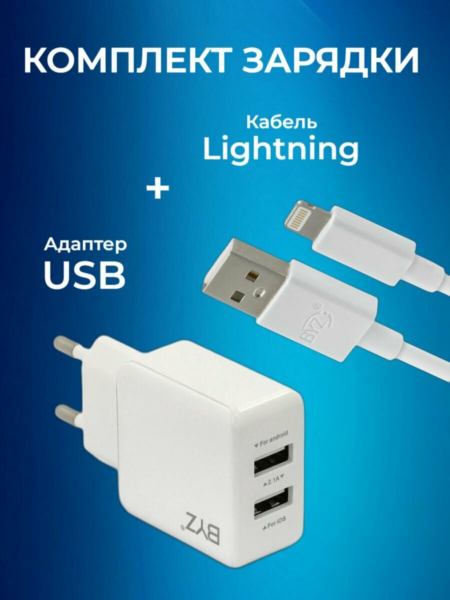 Сетевое зарядное устройство с кабелем USB - Lightning