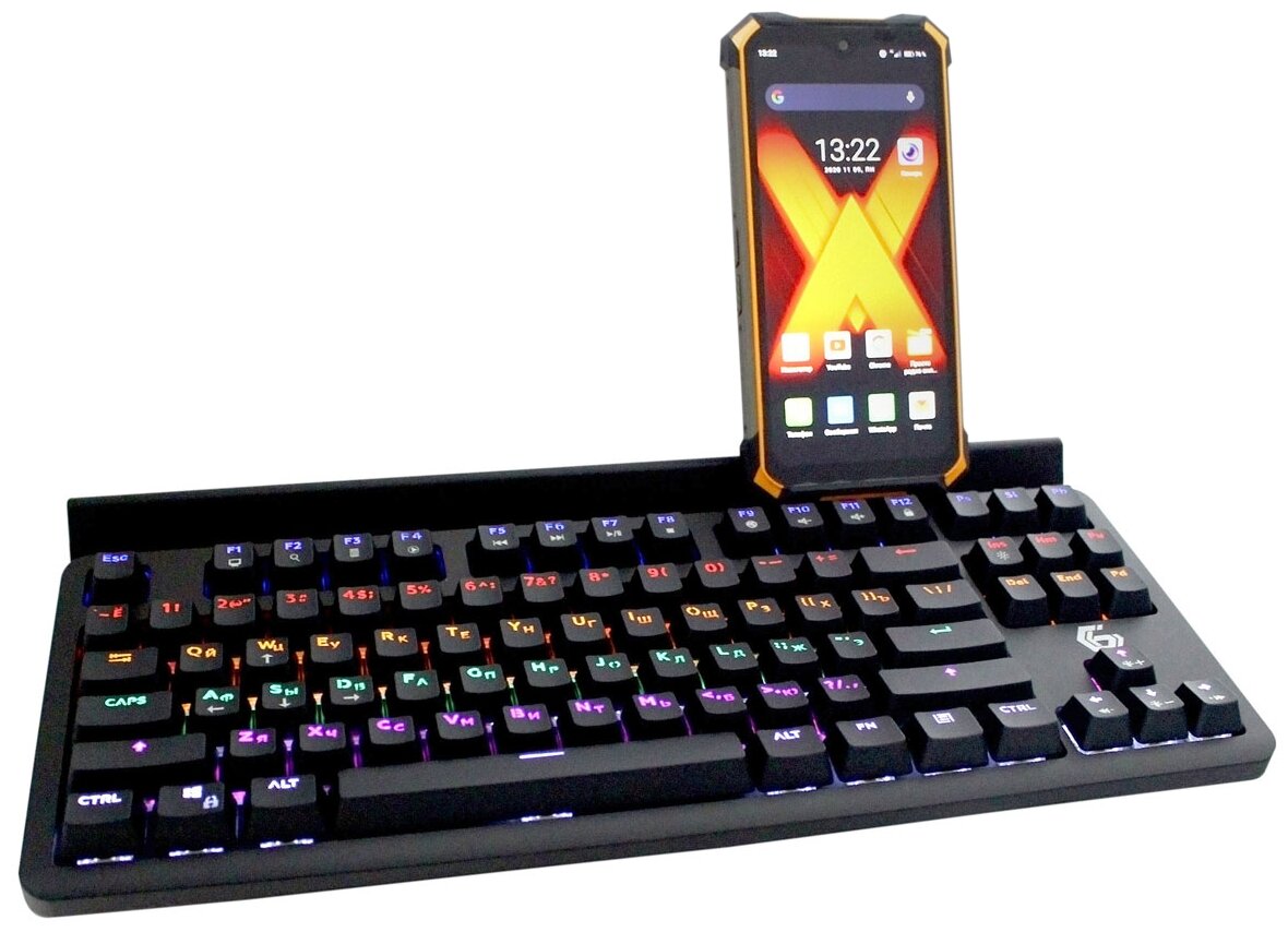 Клавиатура Gembird USB, чёрн, 87 кл., Rainbow, 10 реж., 1,8м, подставка д/планшета - фото №12