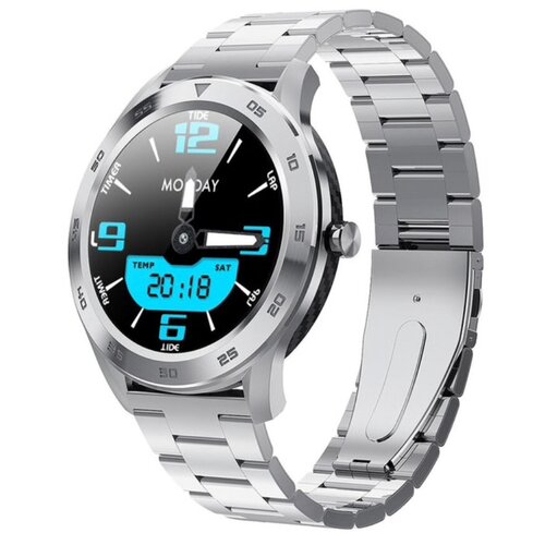 Умные смарт часы SMARUS Vita (спорт, здоровье, пульс, сатурация, поддержка iPhone и Android) серебряные с металлическим браслетом