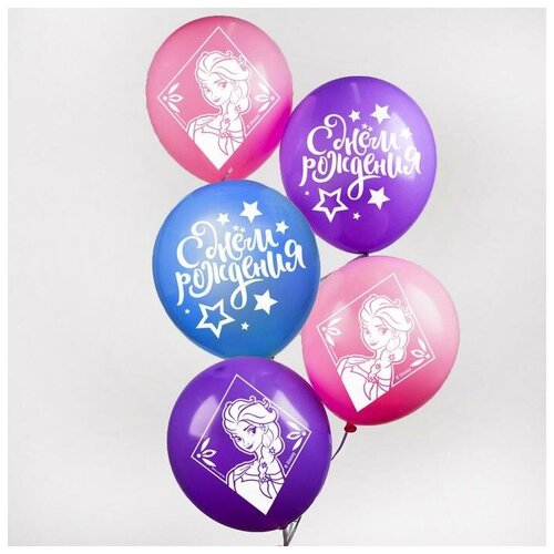 фото Воздушные шары "с днем рождения", холодное сердце (набор 25 шт) 12 дюйм 5358308 . yandex market