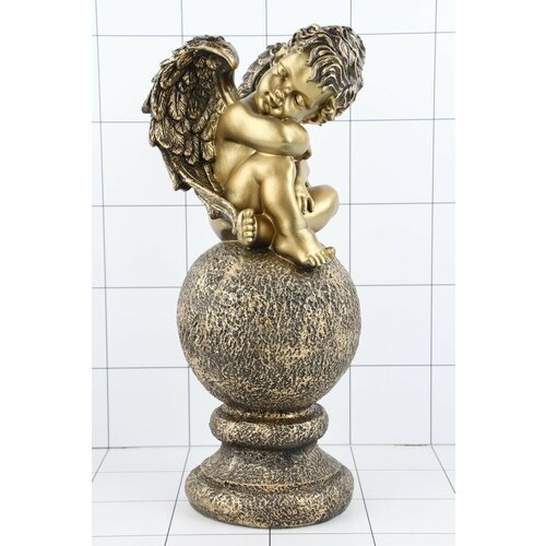 Статуэтка Ангел на шаре большой 50см (ант. золото, гипс) 120477