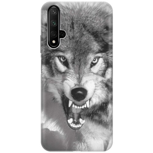 фото Ультратонкий силиконовый чехол-накладка для honor 20 / huawei nova 5t с принтом "волчий оскал" gosso