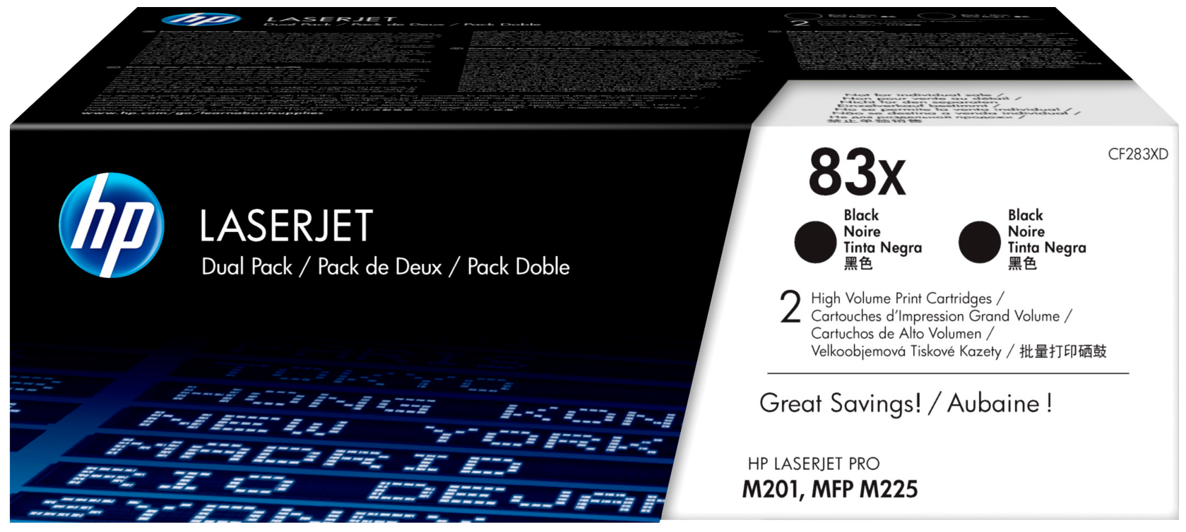 Двойная упаковка картриджей HP 83X черный [cf283xd] - фото №1