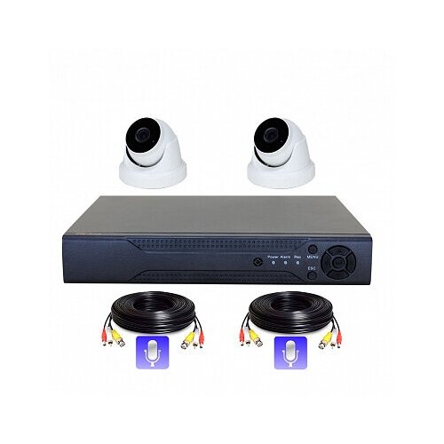 Комплект видеонаблюдения AHD 8Мп PS-link A802HDM 2 камеры для помещения 2 микрофона комплект видеонаблюдения ahd 8мп ps link kit a801hd 1 камера для помещения