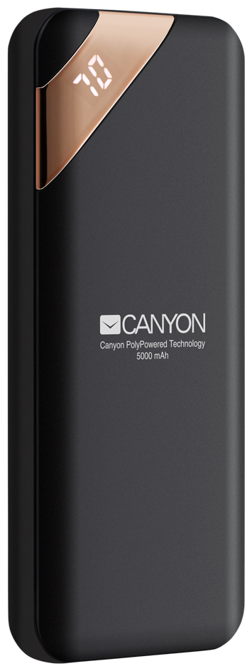 Мобильный аккумулятор Canyon Power bank 5000mAh Li-poly battery, Input 5V/2A, Output 5V/2.1A, with S