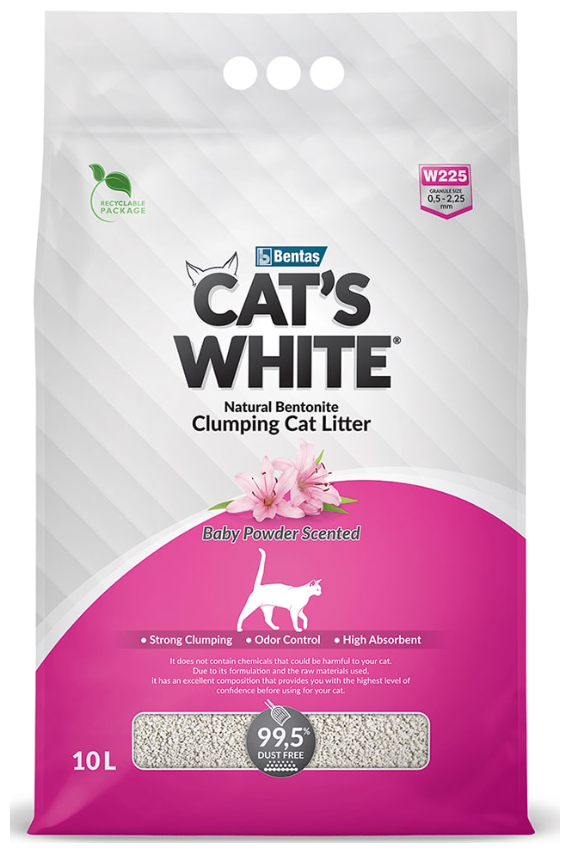 Cat's White Baby Powder комкующийся наполнитель с ароматом детской присыпки для кошачьего туалета (10л) Без характеристики - фотография № 10