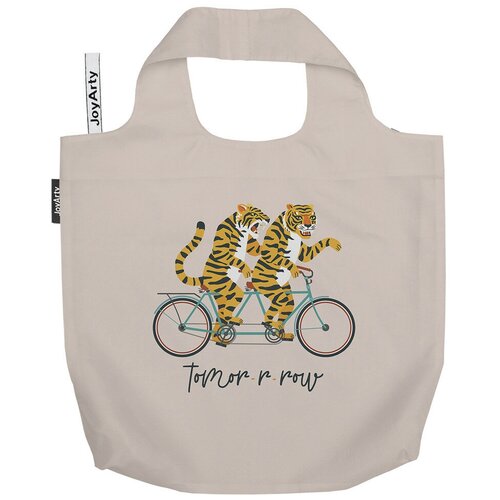 фото Сумка авоська joyarty "тигры в пути" 46x65x7 см