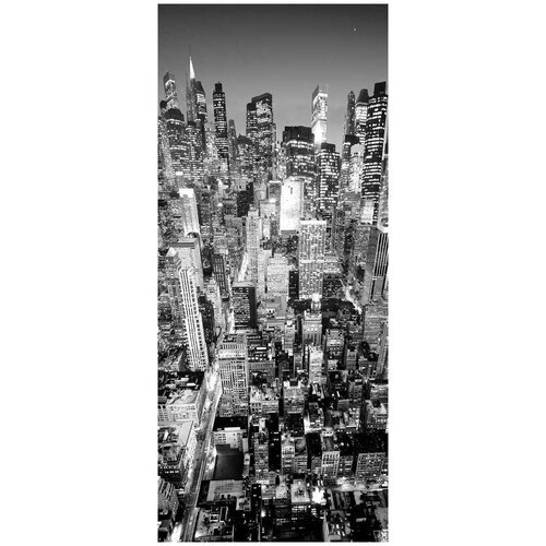 Самоклеящиеся фотообои Нью-Йорк с небоскреба, размер: 90x210 см, эффект: черно-белый, отраженный