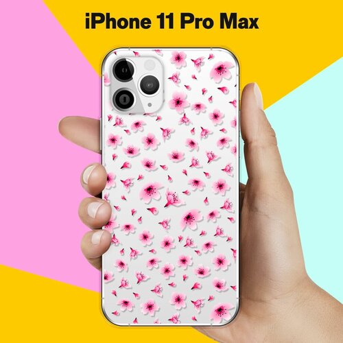 Силиконовый чехол Цветы розовые на Apple iPhone 11 Pro Max силиконовый чехол розовые цветы на apple iphone 7