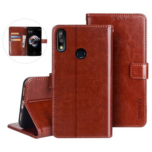 фото Чехол-книжка mypads для asus zenfone max pro m2 zb631kl с мульти-подставкой застёжкой и визитницей коричневый
