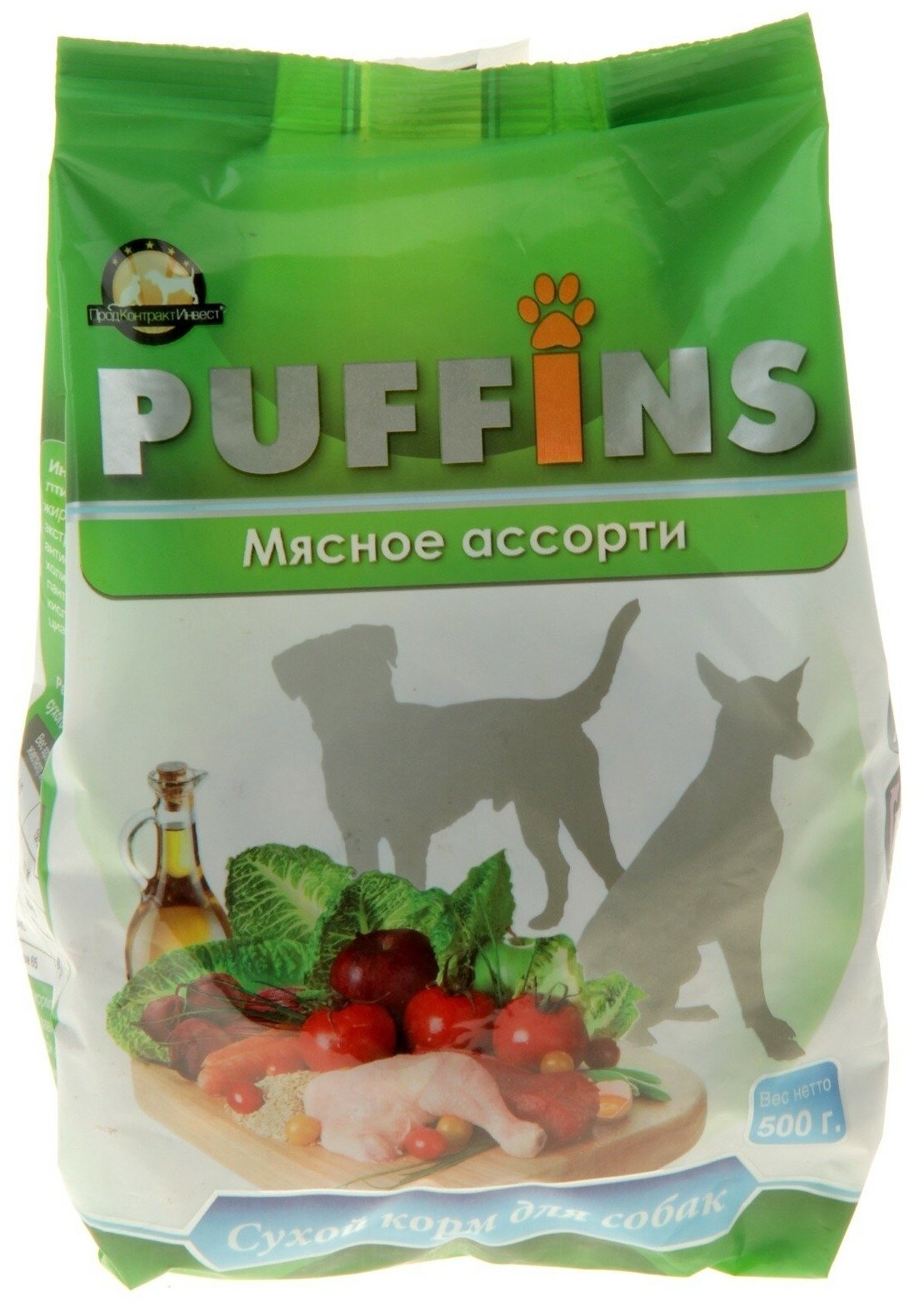 Puffins сухой корм для собак Мясное ассорти 500г