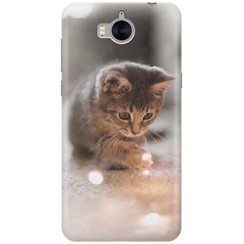 фото Cиликоновый чехол на huawei y5 2017 / хуавей у5 2017 с принтом "котенок и свет" gosso