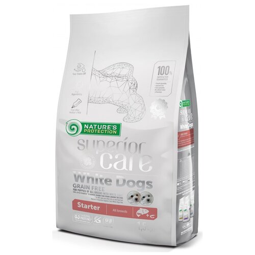 Nature's Protection Dog Superior Care White Dogs Grain Free Salmon Starter 1,5 кг