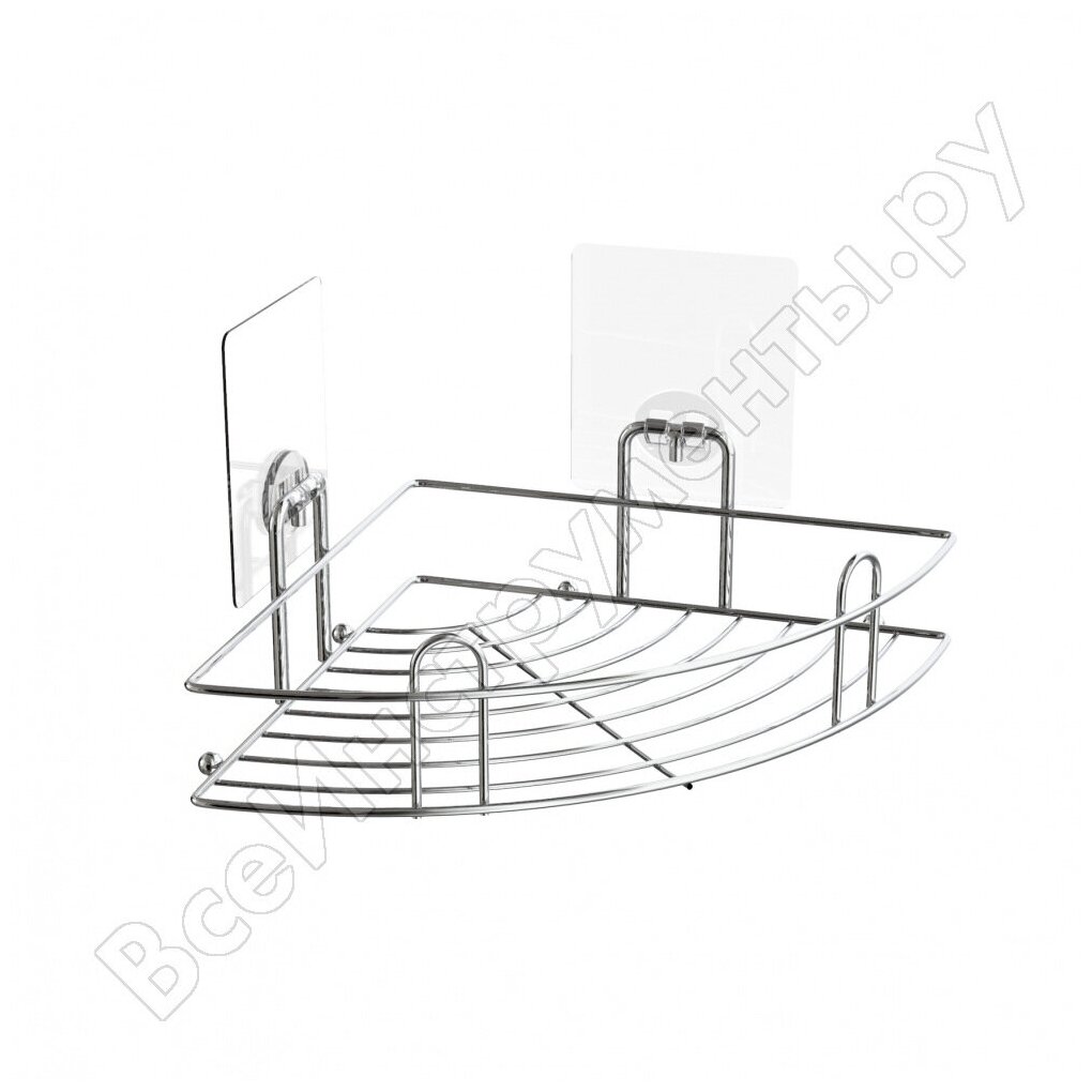 Полка для ванной угловая на силиконовом креплении полка-решетка металлическая