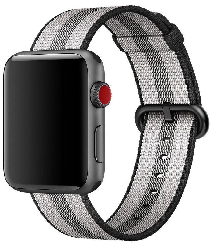 Ремешок нейлоновый Black Woven Nylon (Чёрная полоска) Apple Watch 42mm (44mm; 45mm) MQVR2ZM/A