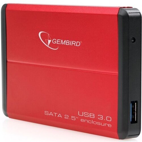 Корпус для SSD-HDD Gembird EE2-U3S-2-S-R 2.5 SATA до 2 Тб, алюминиевый, красный usb 3.0