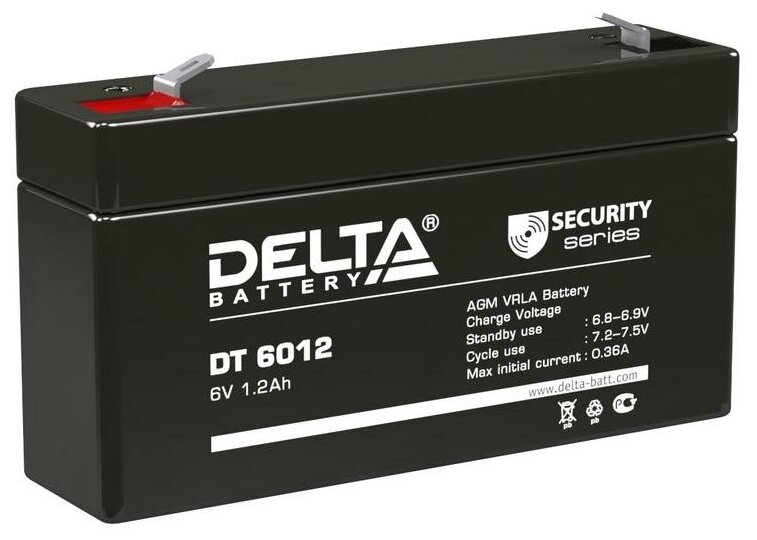 Аккумулятор 6В 1.2А. ч Delta DT6012 (3шт. в упак.)