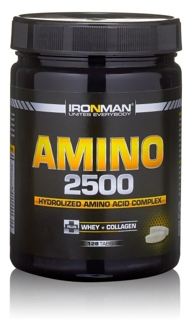 Аминокислотный комплекс IRONMAN Amino 2500, 128 таблеток / Для похудения и набора массы / Для кожи и волос