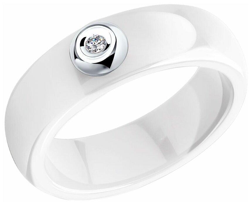 Кольцо SOKOLOV Diamonds из белой керамики с бриллиантом и белым золотом 6015029