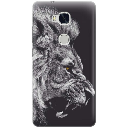 фото Cиликоновый чехол на honor 5x / huawei gr5 / хонор 5х / хуавей гр5 с принтом "морда льва" gosso