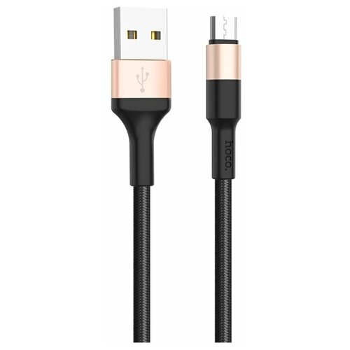 Кабель HOCO X26 Xpress charging data cable for Micro USB 1M, 2.4А, black＆gold кабель hoco x26 xpress charging data cable for micro usb 1m 2 4а black＆gold