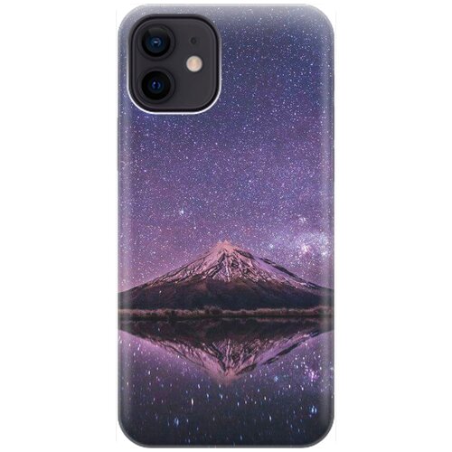 фото Силиконовый чехол на apple iphone 12 / 12 pro / эпл айфон 12 / 12 про с принтом "гора и звездное небо" gosso