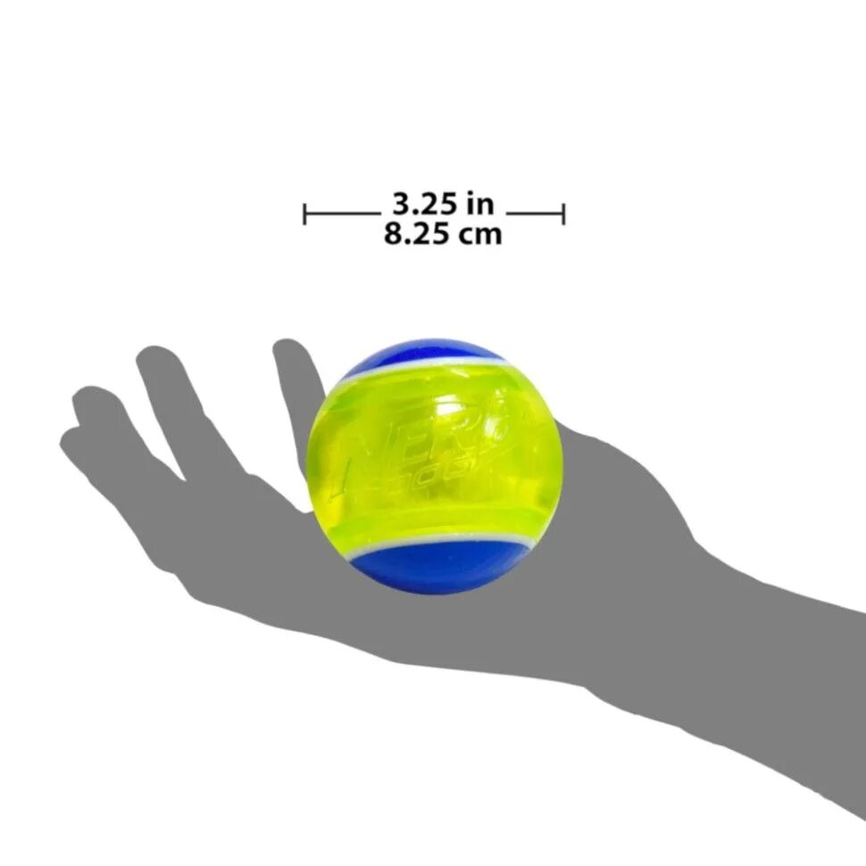 NERF игрушка для собак светящийся мяч прозрачный, синий зеленый - 8 см - фотография № 3
