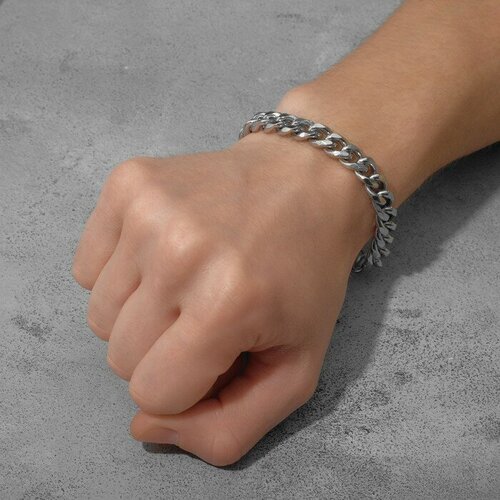 фото Браслет мужской "цепь" лёгкая, цвет серебро, 22 см queen fair