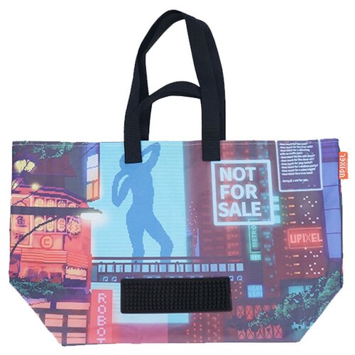 фото Сумка-шоппер пиксельная "not for sale neon city by-nb016", цвет оранжевый upixel