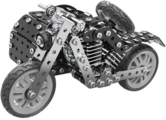 Металлический конструктор Ретро мотоцикл с боковой коляской