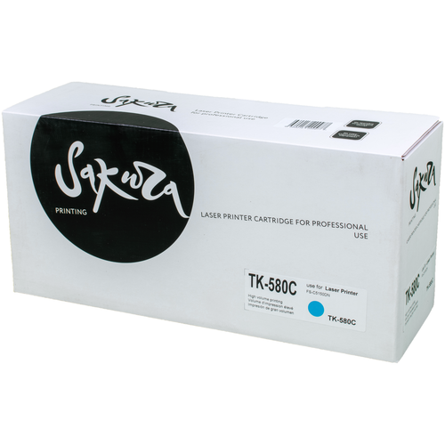 Картридж SAKURA TK580C для принтеров Kyocera Mita FS-5105DN, 5205DN голубой совместимый