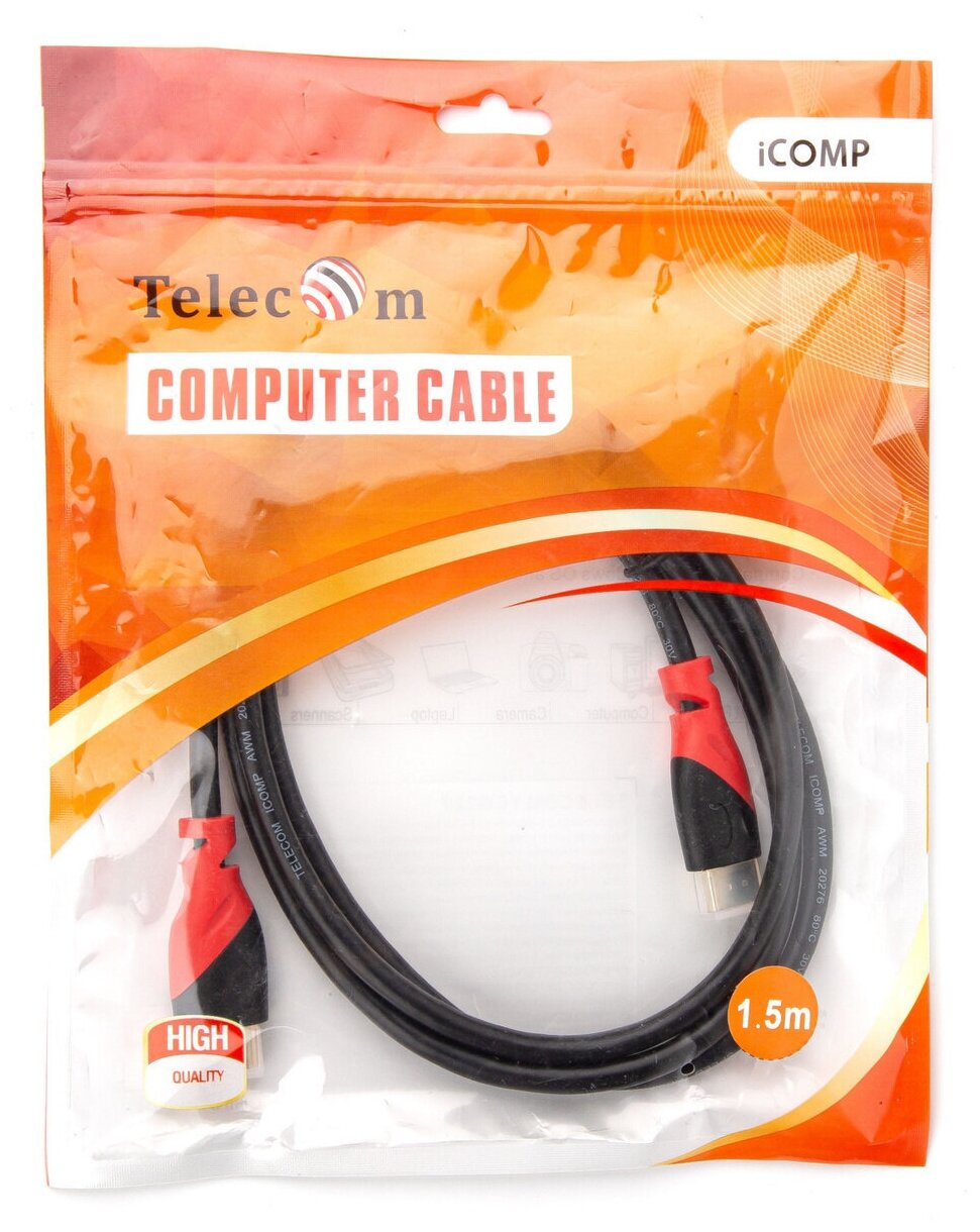 Кабель соединительный аудио-видео Telecom, HDMI (m) - HDMI (m) , ver 2.0, 1.5м, GOLD, черный [tcg220-1.5m] Noname - фото №5